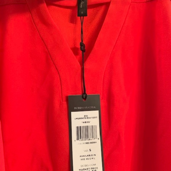 BCBG Off the Shoulder Dress - Weiss / Red Berry - Picture 4 of 4